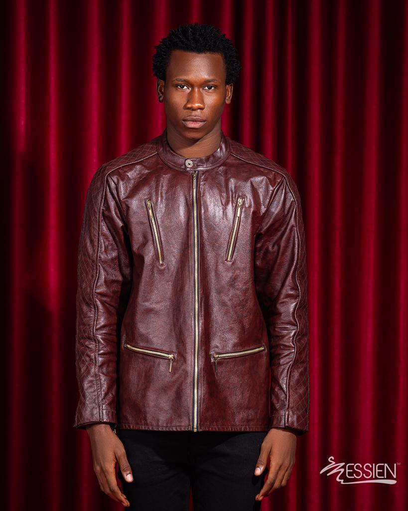 Product image - Kazum is a brown leather jacket made from pure animal skin. Product Code E07SS2403